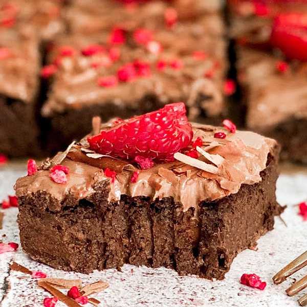 Healthy Chocolate & Raspberry Protein Brownies